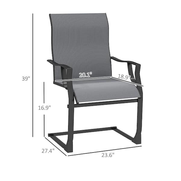 Gray All-Weather Metal Outdoor Dining Chairs with C-Spring Motion