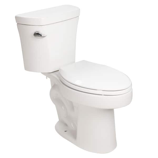 12 in. 2-Piece 1.28 GPF Single Flush Tornado Elongated Toilet in Gloss White Seat Included