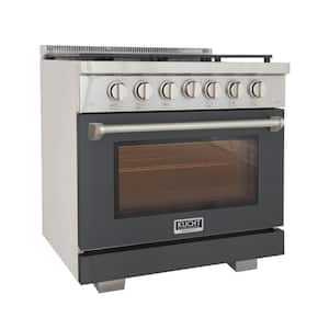 Professional 36 in. 5.2 cu. ft. 6-Burners Freestanding Propane Gas Range in Grey with Convection Oven