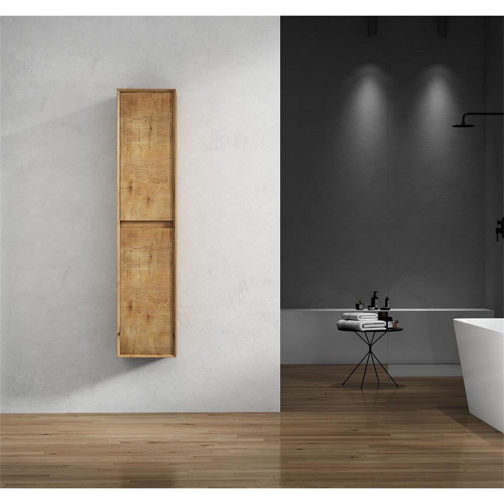 Alysa Tall 13.8 in. W x 11.8 in. D x 63 in. H Brown Wall Floating Slim Linen Cabinet in Oak price history on PriceWatchPro