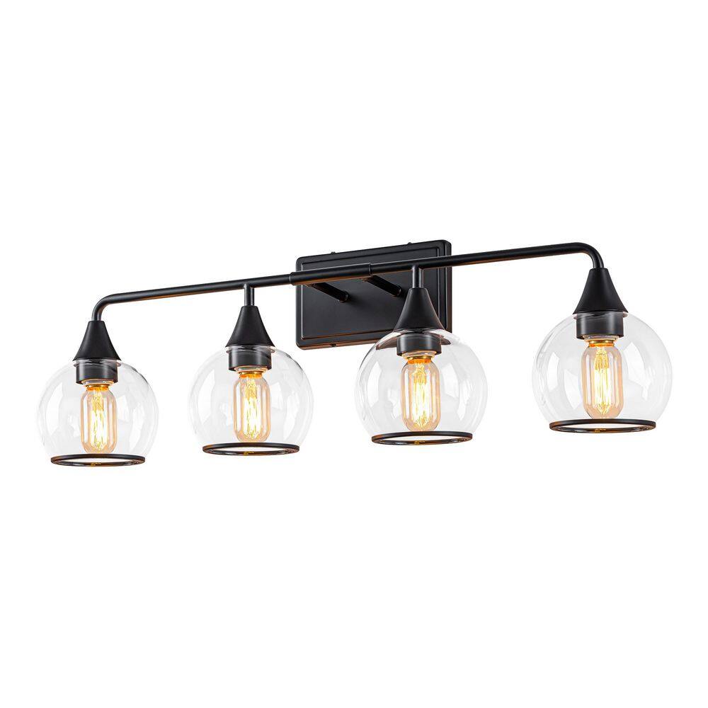 31 in.Modern 4-Light Black Bathroom Vanity Light Fixture, Wall Sconce with Clear Glass Shades for Mirror,Bedroom,Hallway price history on PriceWatchPro