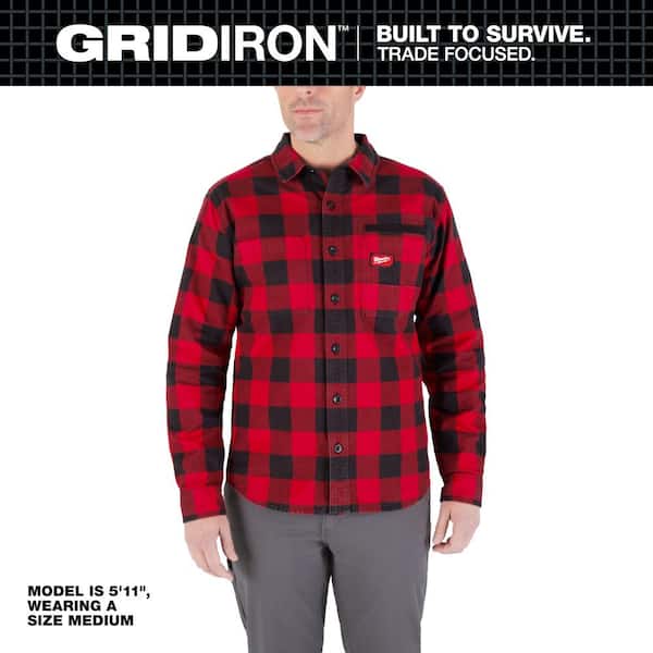 Milwaukee Men's Large Red GRIDIRON Flannel Shirt