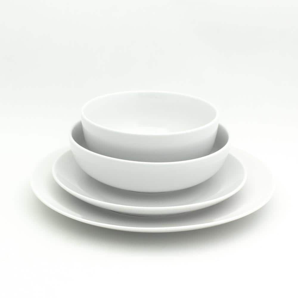 Glossy White 16-Piece Porcelain Dinnerware Set for 4