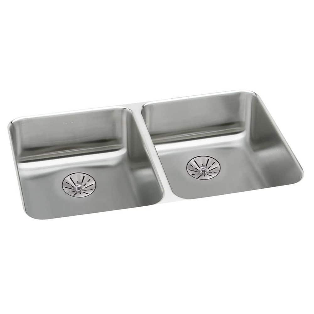 Lustertone Classic 31.75 in. Undermount Double Bowl 18 Gauge Lustrous Satin Stainless Steel Kitchen Sink price history on PriceWatchPro