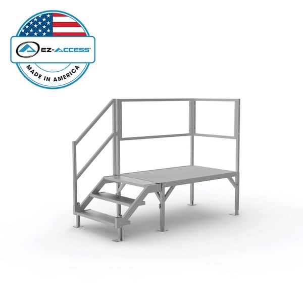 EZ-ACCESS FORTRESS 23 in. to 34 in. H OSHA Compliant Aluminum 3-Riser Stair System with Platform