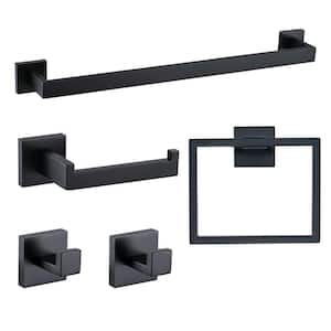 High-quality Wall Mounted 5 -Piece Bath Hardware Set with Mounting Hardware in Matte Black
