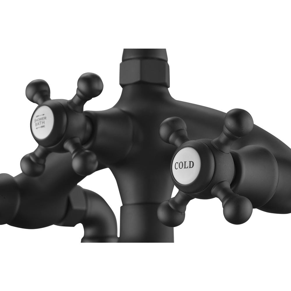Matte Black Freestanding Clawfoot Tub Faucet with Hand Shower