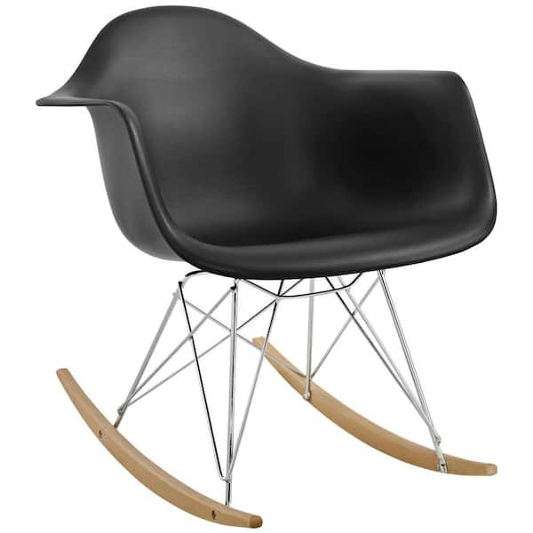 MODWAY Rocker Black Plastic Lounge Chair
