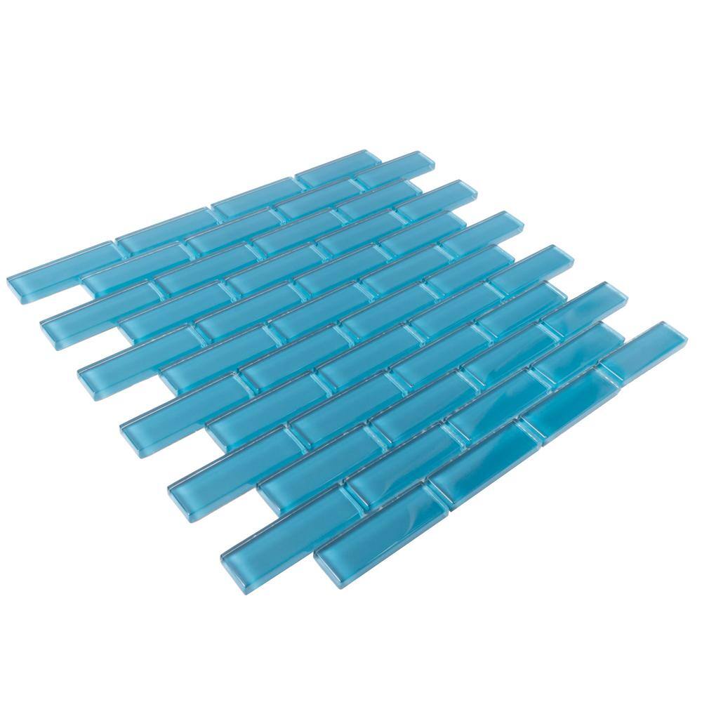 Cerulean Blue Glossy Glass Mosaic Wall Tile Pack