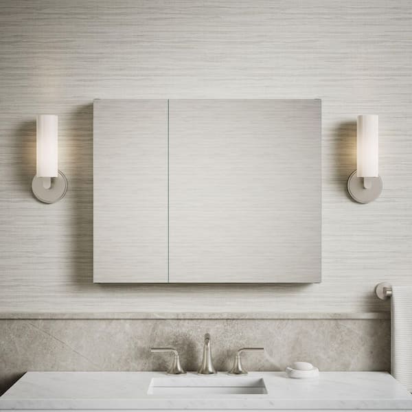 Maxstow 30 in. x 24 in. Surface-Mount Medicine Cabinet with Mirror in Dark Anodized Aluminum