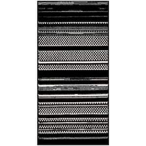 Grafix Black White 2 ft. x 4 ft. Abstract Contemporary Area Rug