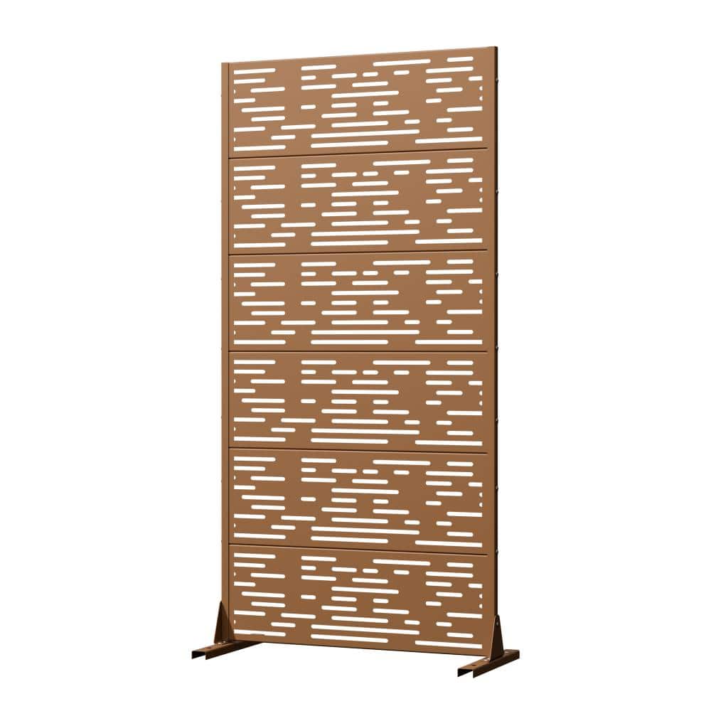 72 in. x 35 in. Brown Outdoor Metal Privacy Screen with Stand Garden Screen Decorative Art Panel price history on PriceWatchPro