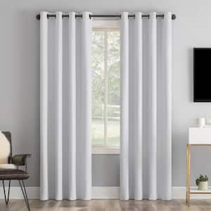 Tyrell 50"W x 63"L Dove White Tonal Texture Draft Shield Fleece Insulated 100% Blackout Grommet Curtain Panel