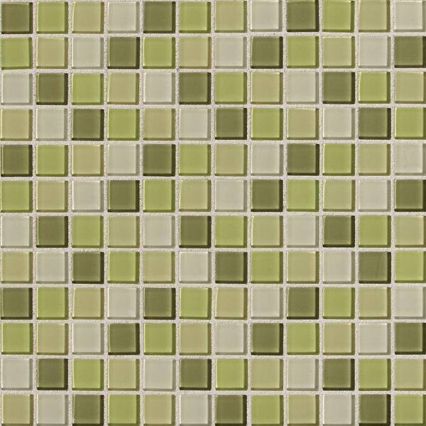 Daltile Illustrations Kiwi Blend 12 in. x 12 in. x 3 mm Glass Mesh-Mounted Mosaic Wall Tile