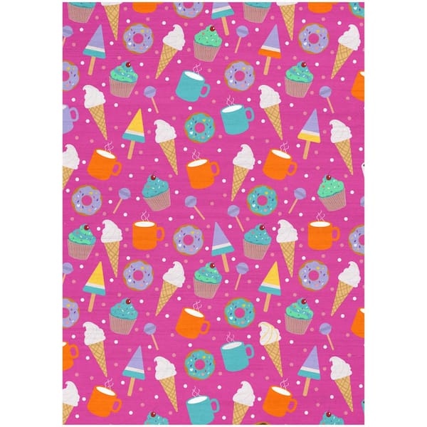 Imagination Pink Multicolor 4 ft. x 5 ft. Graphic Contemporary Area Rug