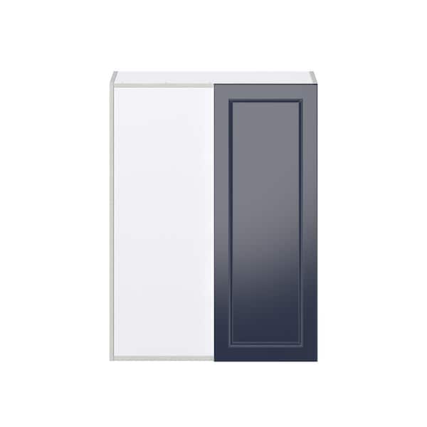 J COLLECTION Devon 30 in. W x 40 in. H x 14 in. D Painted Blue Recessed Assembled Wall Blind corner Kitchen Cabinet