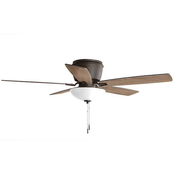 Melrose 52 in. Indoor LED Hugger Bronze Dry Rated Ceiling Fan with Light Kit and 5 Reversible Blades