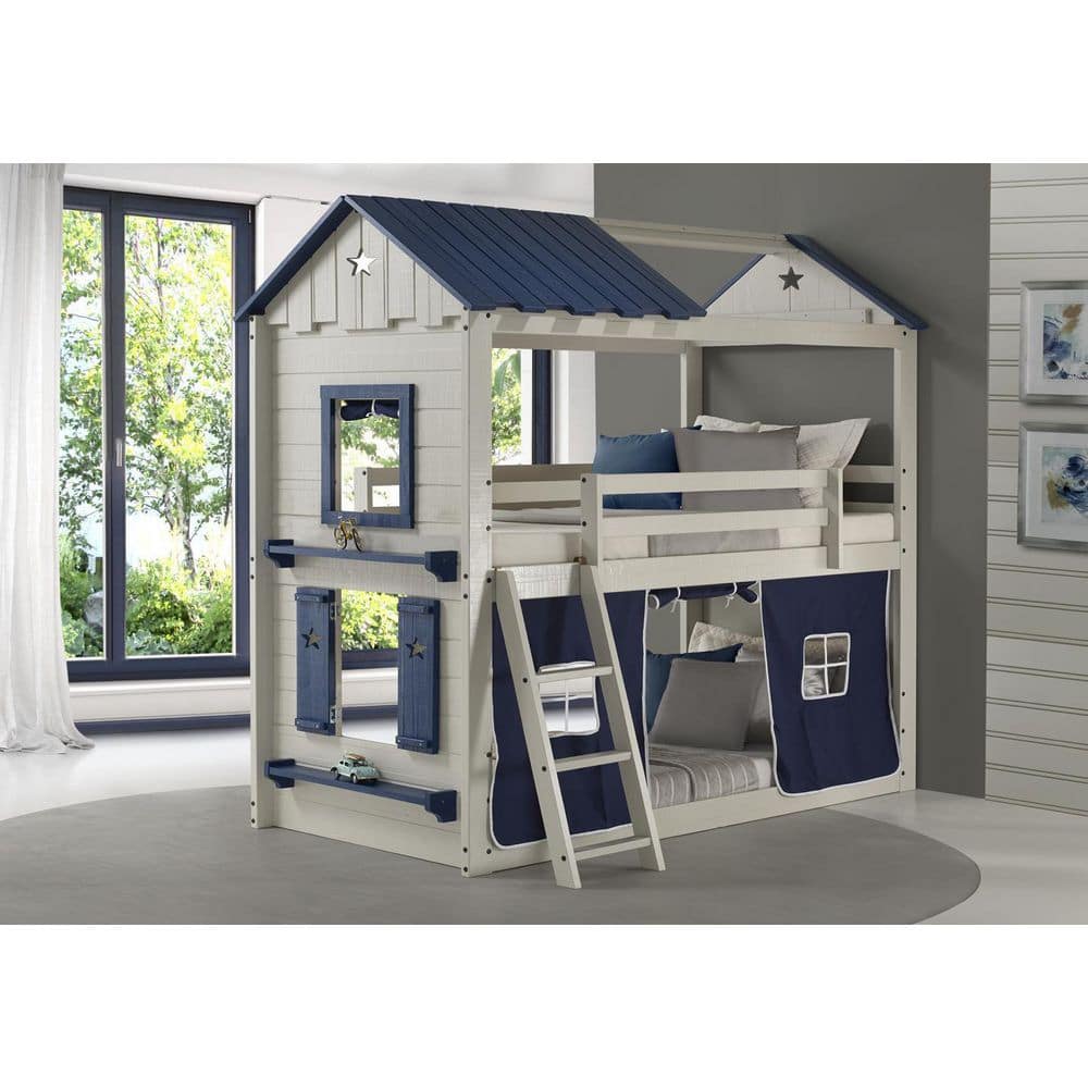 Starlight Hideaway Twin Bunk Bed in Rustic Gray Pine