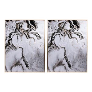 Marbled Multicolored Framed Panel Wall Art (Set of 2)