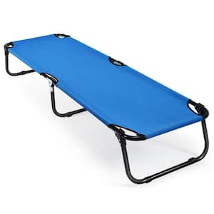 Folding Camping Bed Full Outdoor Portable Military Cot Sleeping Hiking Travel Blue