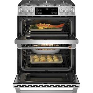 30 in. 7.0 cu. ft. Smart Slide-In Double-Oven Gas Range with Self-Cleaning and Lower Convection Oven in Stainless Steel