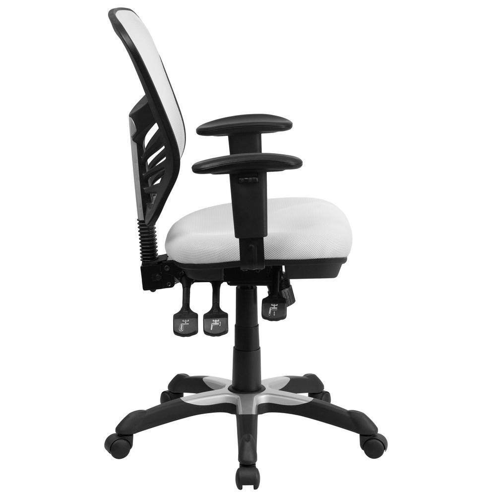ErgoFlex White Mesh Mid-Back Executive Swivel Office Chair with Adjustable Arms