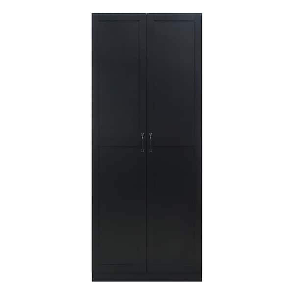Cornelia Black 71.11 in. Modern Accent Storage Closet with 4 Fixed and Adjustable Shelves