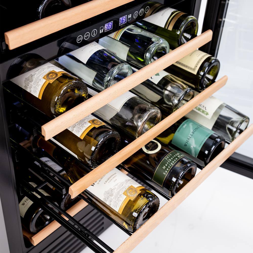 Silver Dual-Zone 49-Bottle Wine Cooler with Glass Door