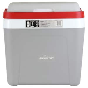 Ice Chest Cooler with Locking Carry Handle, 25L (26 qt.), 32 Can Capacity, Gray and Red