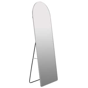 23.2 in. W x 64.9 in. H Arched Aluminium Framed Wall Bathroom Vanity Mirror in Silver
