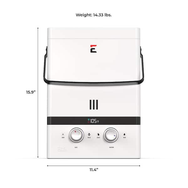 Luxe 1.5 GPM 37000 BTU Outdoor Portable Gas Tankless Water Heater with LED Display