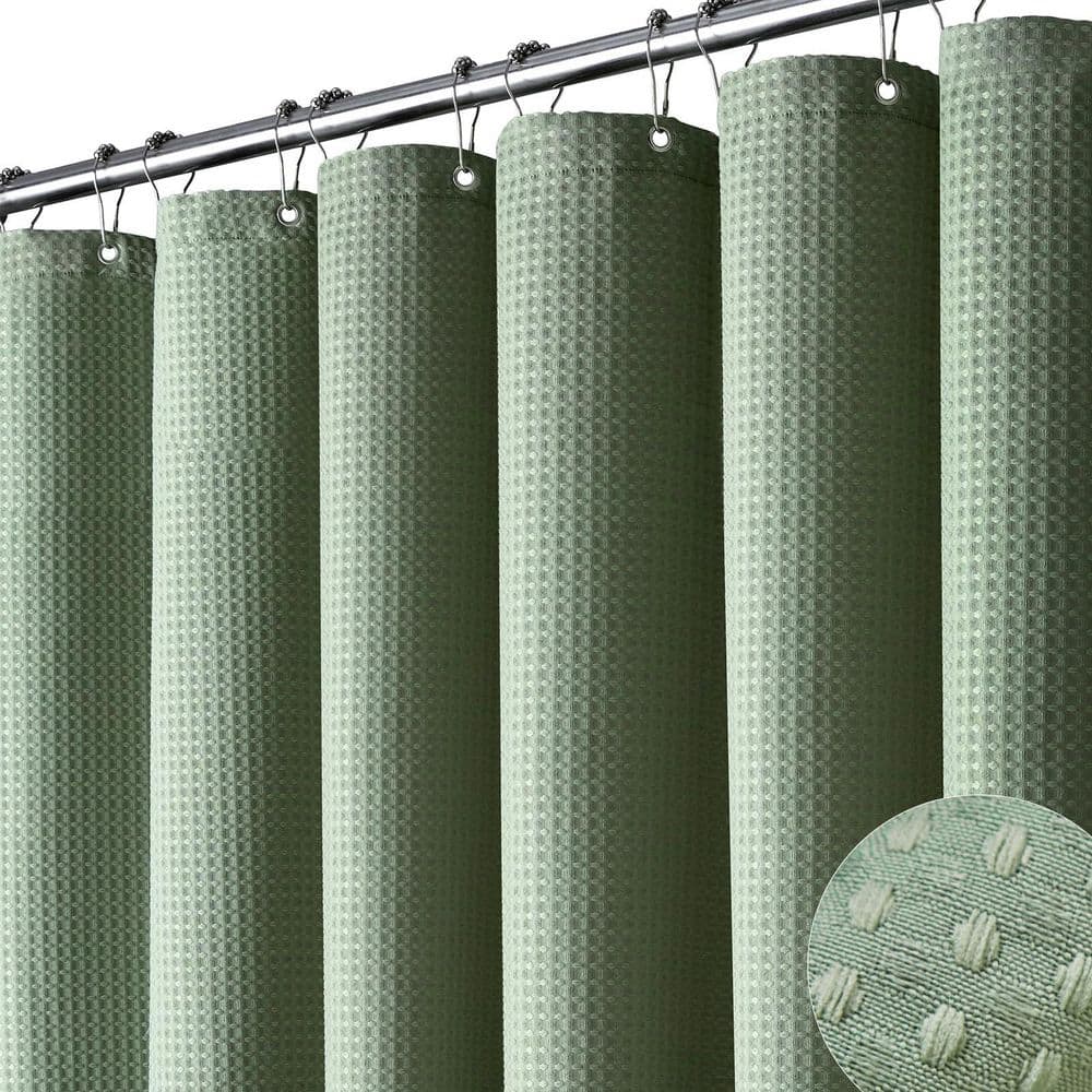 72 in. W x 72  in. L Sage Green Waffle Weave Shower Curtain Set, Polyester Bath Curtain with 12 Hooks price history on PriceWatchPro