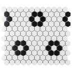 Metro Hex Matte White with Flower 10-1/4 in. x 11-7/8 in. x 6 mm Porcelain Mosaic Tile (8.65 sq. ft. / case)