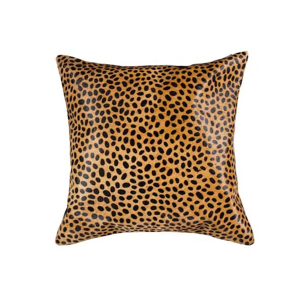 natural Torino Togo Cowhide Cheetah Print 18 in. x 18 in. Throw Pillow