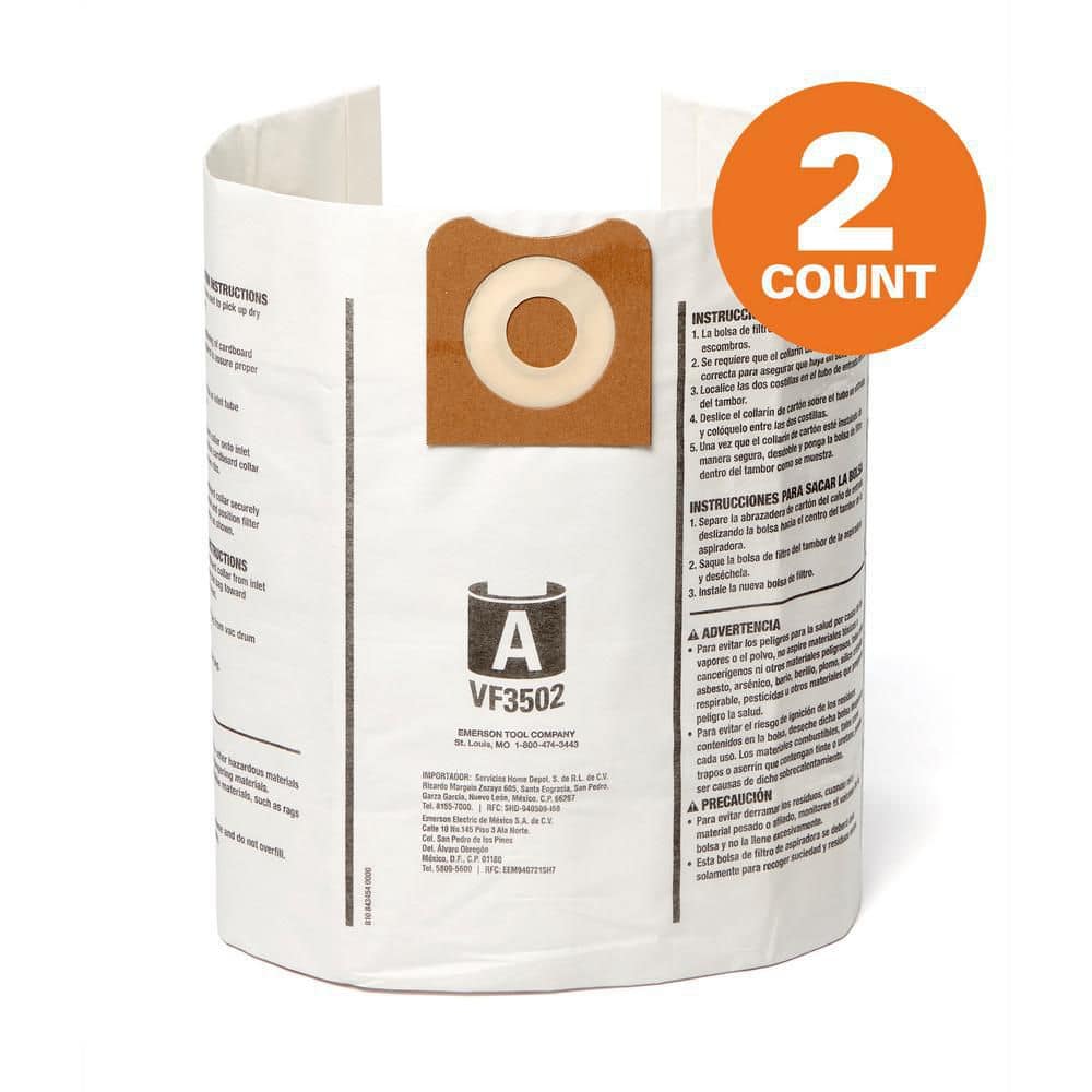 Genuine VF3502 Wet Dry Vac Dry Pick-up Only Dust Bags for Select 12-16 Gallon  Shop Vacuums, Size A (2-Pack) price history on PriceWatchPro