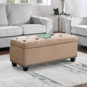 Designs4Comfort 9th Avenue Tan Fabric Storage Ottoman Bench