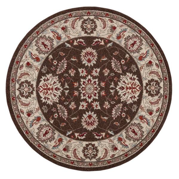 Concord Global Trading Chester Oushak Brown 5 ft. Round Area Rug