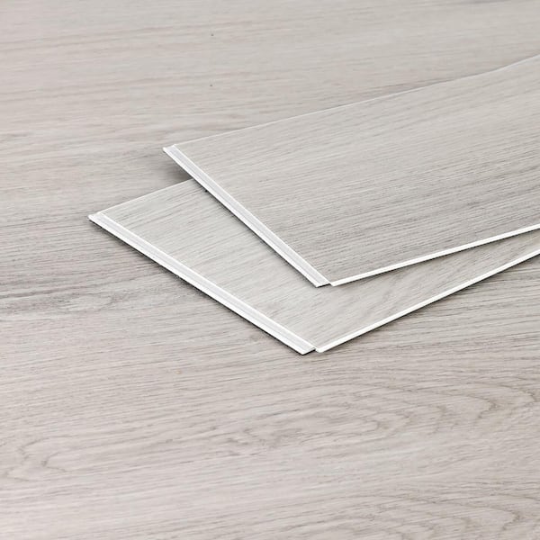 SPC Vinyl Plank Flooring, 24 Mil Waterproof Click Lock, Light Gray,7.17 in.W x 48.03 in.L,10 Planks/23.9 sq. ft./Case