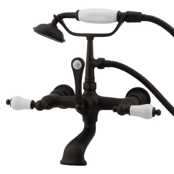 Vintage 7 in. Center 3-Handle Claw Foot Tub Faucet with Handshower in Oil Rubbed Bronze