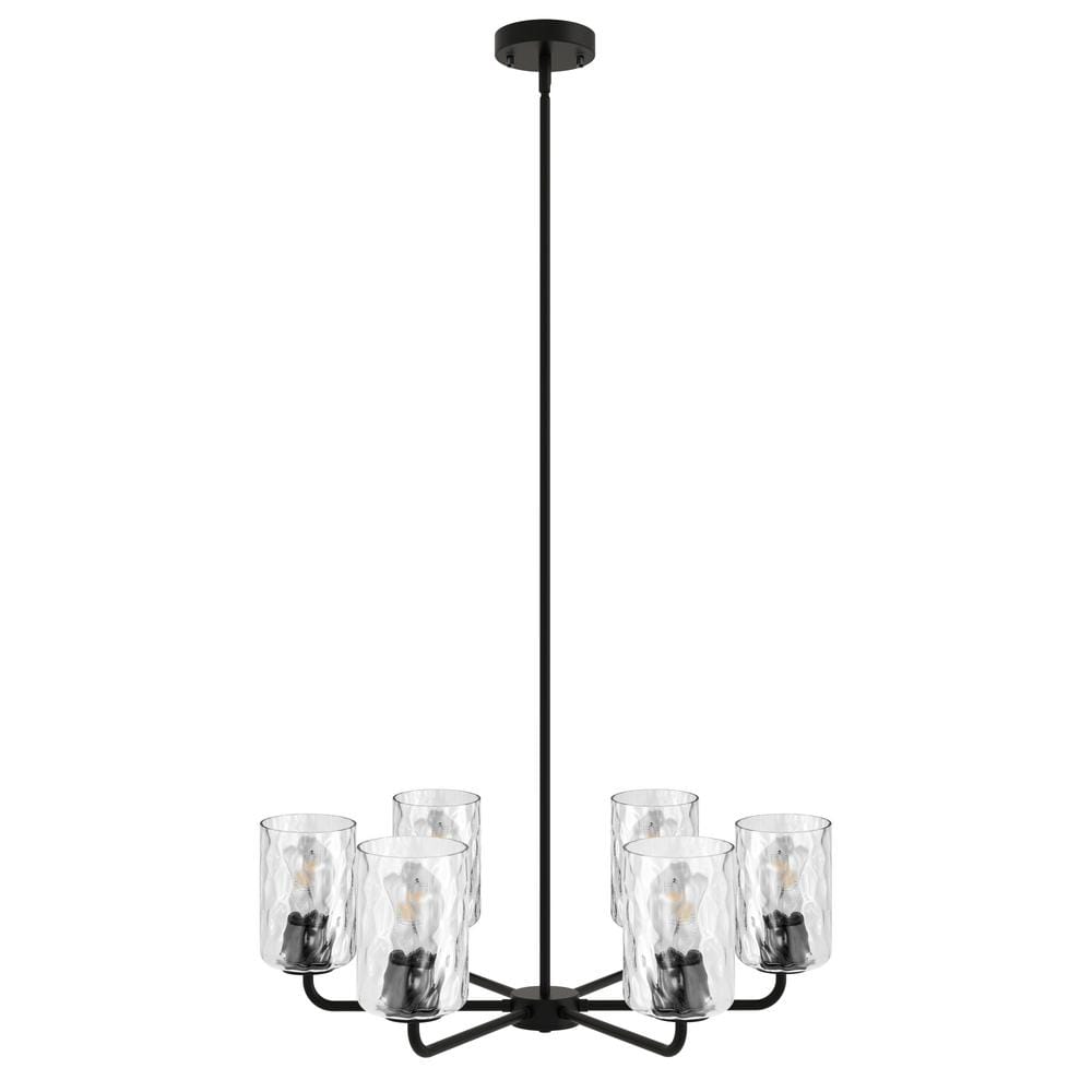 6-Light Black Transitional Chandelier with Glass Shade for Kitchen, Dining Room, Foyer, Convertible to Semi-Flush Mount price history on PriceWatchPro