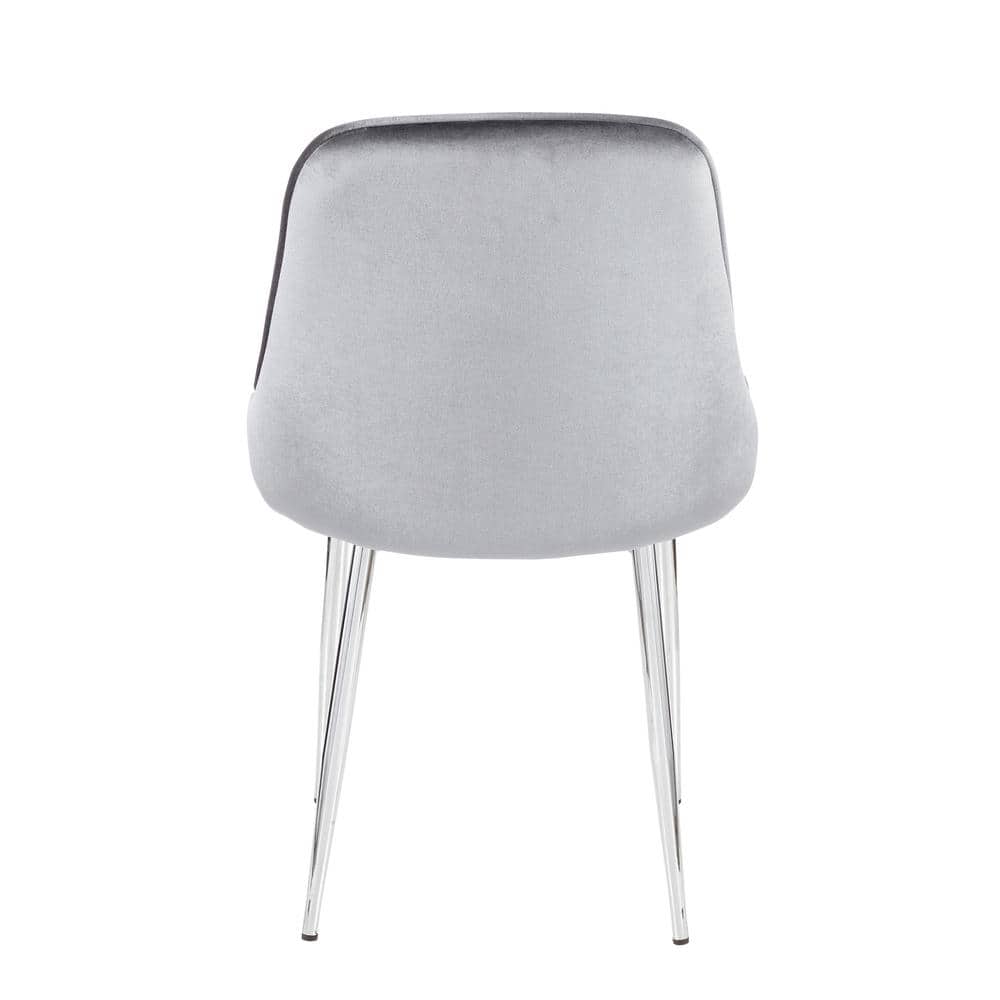 Chrome Blue Velvet Upholstered Parsons Side Chair Set