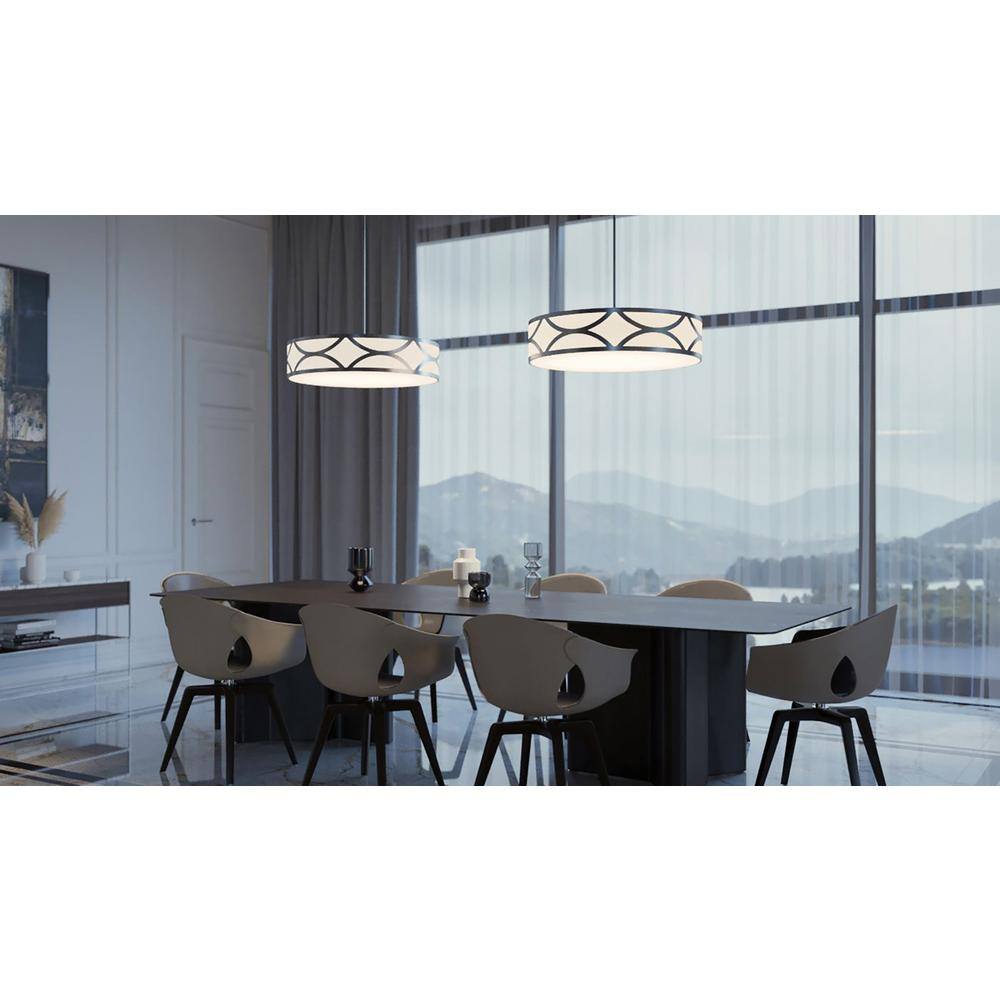 Lake 20" Painted Nickel Drum Pendant Light with Acrylic Shade