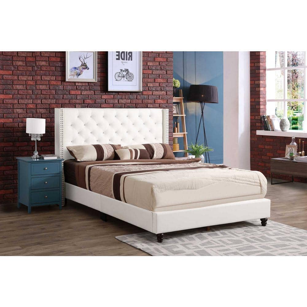 Elegant Queen Velvet Upholstered Bed with Diamond Tufting and Nailhead Trim