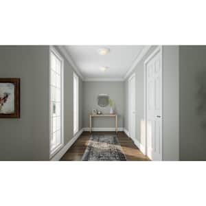 11 in. 2-Light White Flush Mount with Frosted Swirl Glass Shade