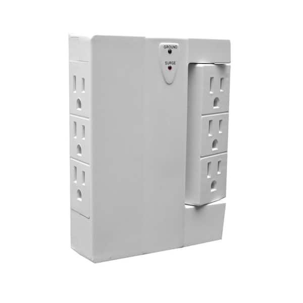 6-Outlet Swivel Wall Tap with 1,000-Joules Surge