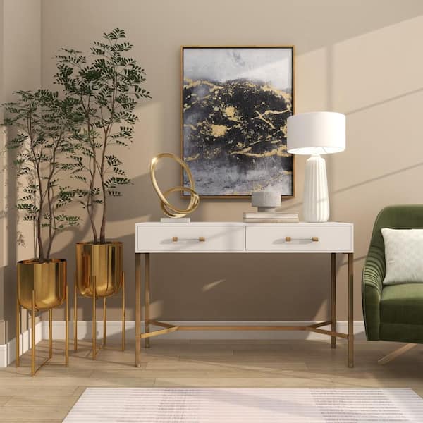 22 in., and 19 in. Large Gold Metal Indoor Outdoor Dome Planter with Removable Stand (2- Pack)