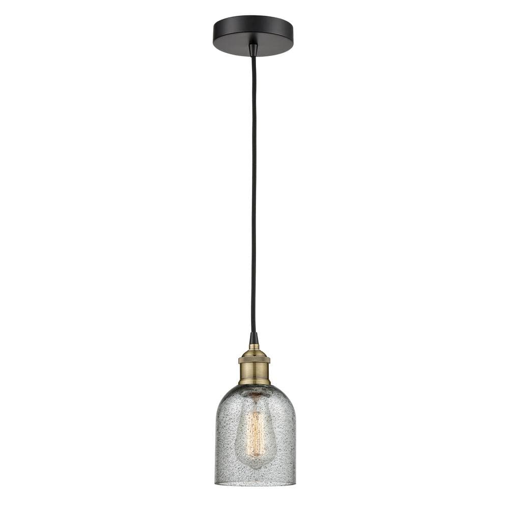 Caledonia 100-Watt 1-Light Black Antique Brass Standard Mini Pendant Light with Painted Glass Shade, No Bulbs Included price history on PriceWatchPro