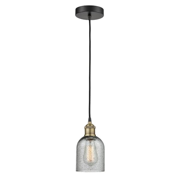 Innovations Caledonia 100-Watt 1-Light Black Antique Brass Standard Mini Pendant Light with Painted Glass Shade, No Bulbs Included