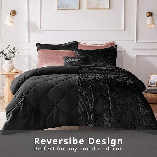 Isabel 4-Piece Black King/California King Velvet Duvet Cover Set