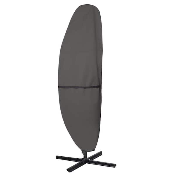 12 ft. to 14 ft. 600D Polyester Waterproof Banana Style Patio Umbrella Cover, Black